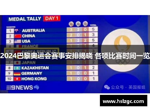 2024巴黎奥运会赛事安排揭晓 各项比赛时间一览